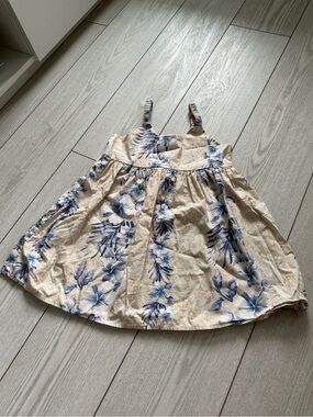 Milson Hawaii girls 6 tropical floral dress blue beige 100% cotton vacay summer